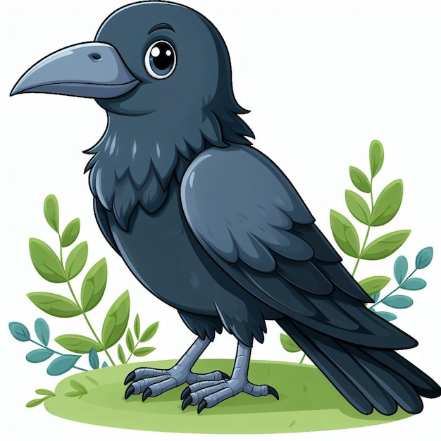 Cute Crow Vector Cartoon illustration