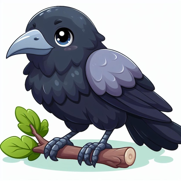 Cute Crow Vector Cartoon illustration