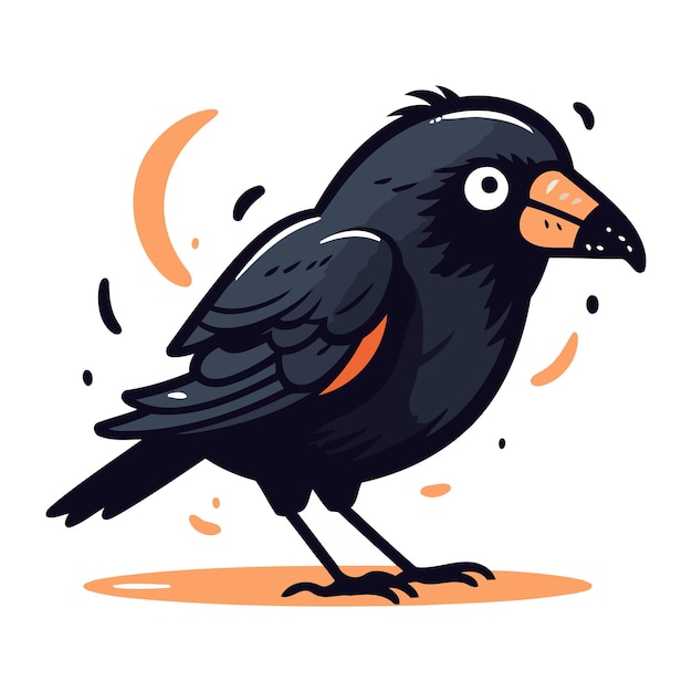 Cute crow vector illustration isolated on white background