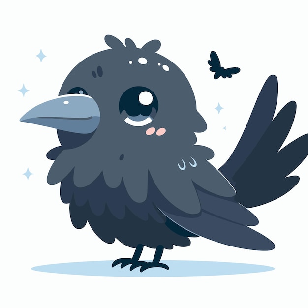 cute crow vector on white background