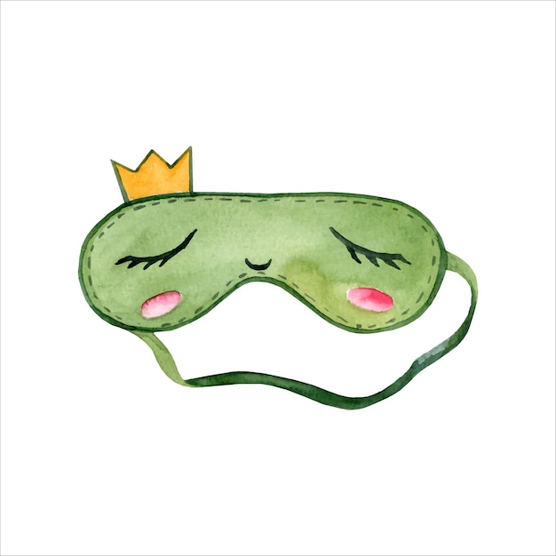 Cute crown sleep mask Watercolor hand drawn illustration