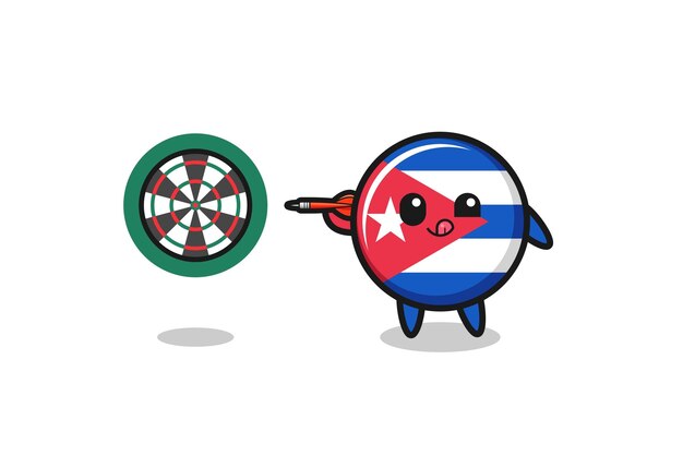 Cute cuba flag is playing dart