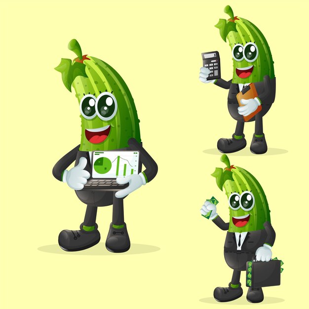 Cute cucumber characters in finance