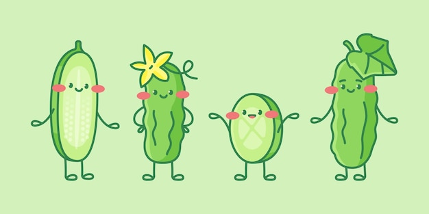 Cute cucumber characters