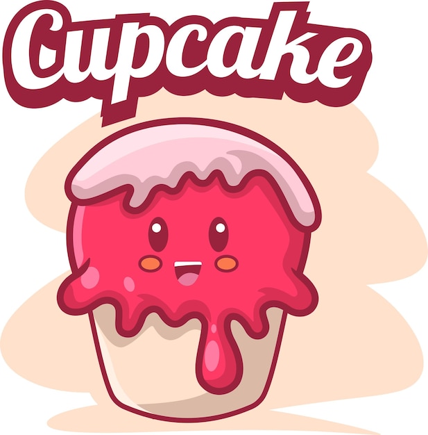 Cute cup cake mascot with premium quality stock vector