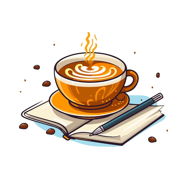 cute cup coffee cartoon illustration