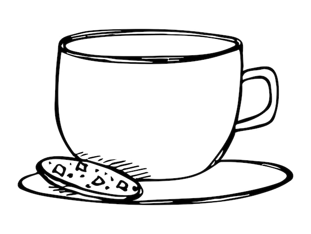 차 또는 커피 그림의 귀여운 컵 간단한 머그 클립 아트 아늑한 집 낙서