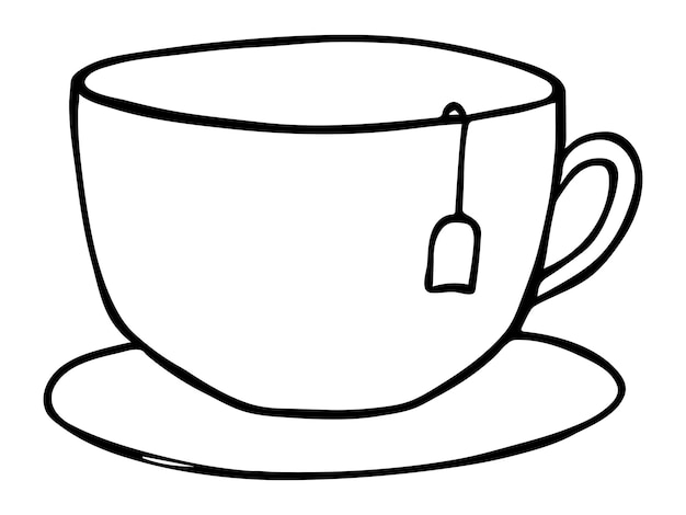 Cute cup of tea illustration Simple mug clipart Cozy home doodle