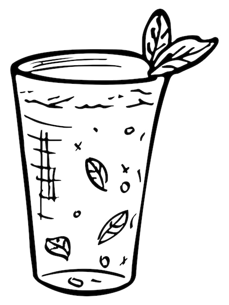 Симпатичная чашка воды, сока или содовой Иллюстрация стекла Простой клипарт для напитков