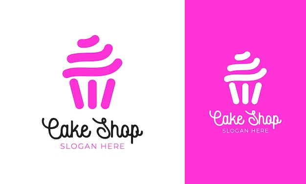 Cute cupcake logo design for pastry shop label