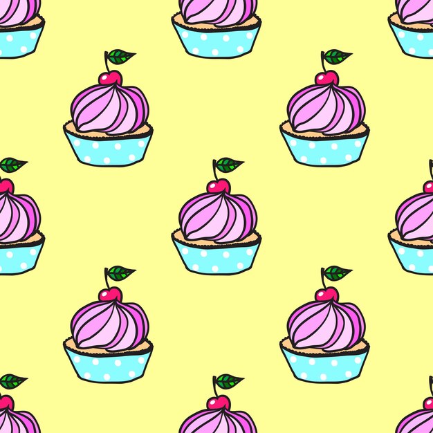 Cute cupcake seamless pattern