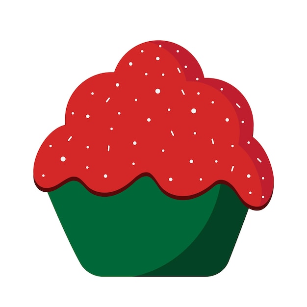 Carino cupcake arte vettoriale rosso verde decorativo cupcake design