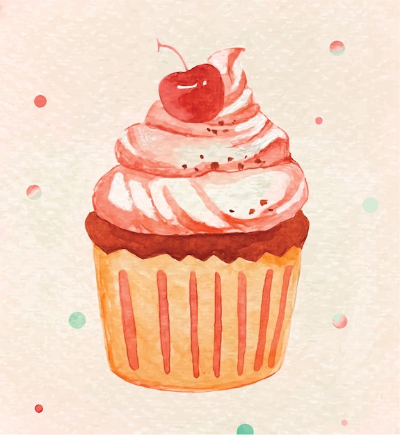 Cute cupcake watercolor