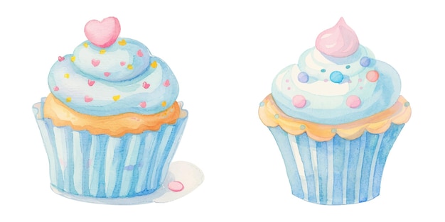 cute cupcake watercolour vector illustration 7