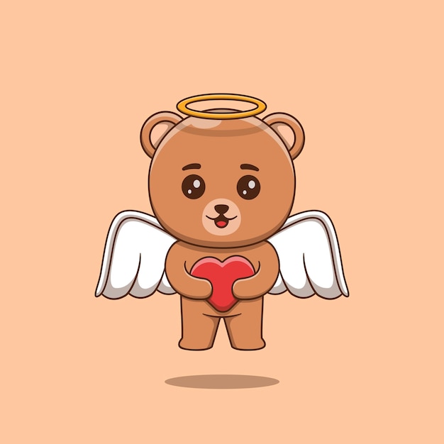 Vector cute cupid bear holding love heart