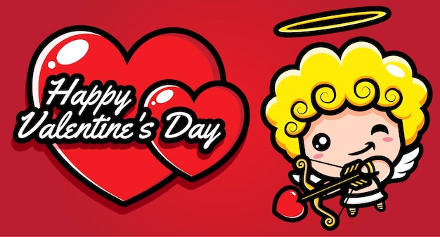 cute cupid design with happy valentine's day greeting