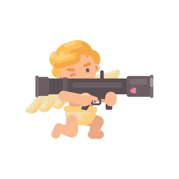 Cute cupid shooting a bazooka