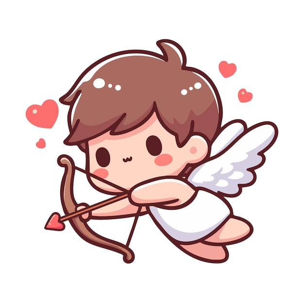 Vector cute cupid shooting heart arrows as a minimal vector illustration