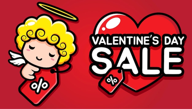 Carino cupido con vendita di san valentino