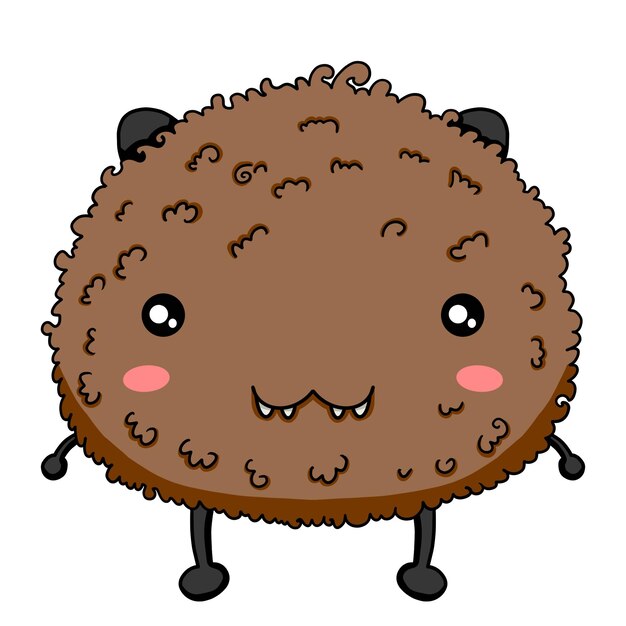 Vector cute curly hair monster illustration