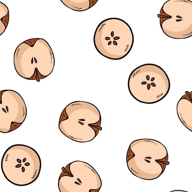 Cute cut in half apples natural drawn seamless pattern wallpaper