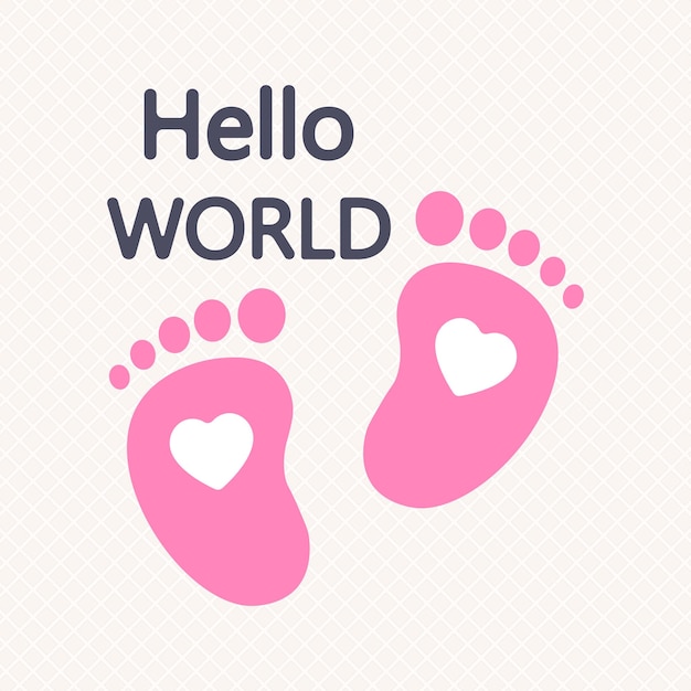 Cute cute baby footprint with text Baby greeting design