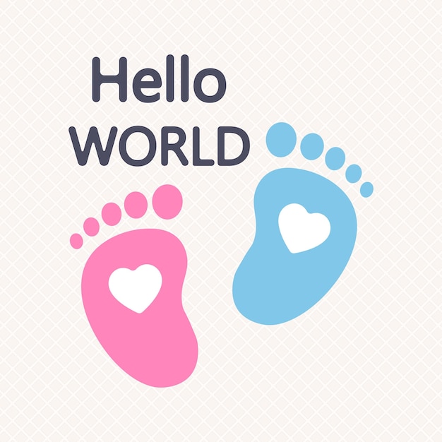 Vector cute cute baby footprint with text baby greeting design