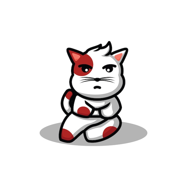 Cute cute cartoon character mascot vector illustration a cat is playing a game