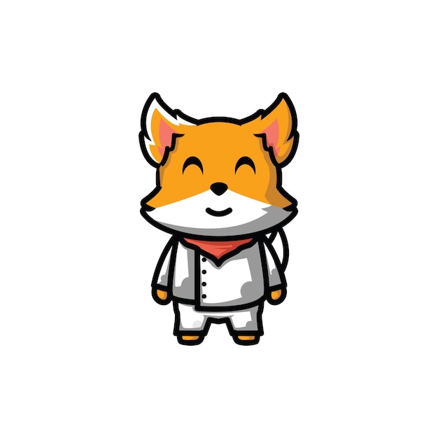 Cute cute cartoon character mascot vector illustration a fox is becoming a chef