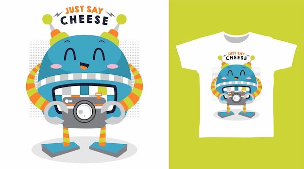 Cute cyborg cartoon tshirt art designs