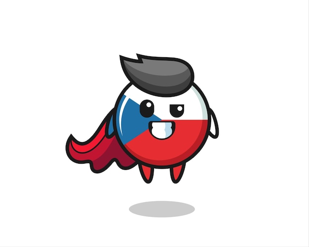 The cute czech republic flag badge character as a flying superhero