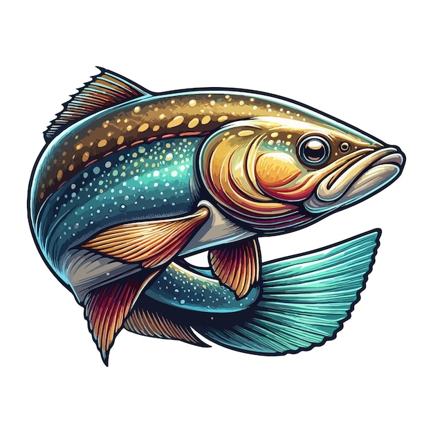 Vector cute dab fish vector cartoon illustration