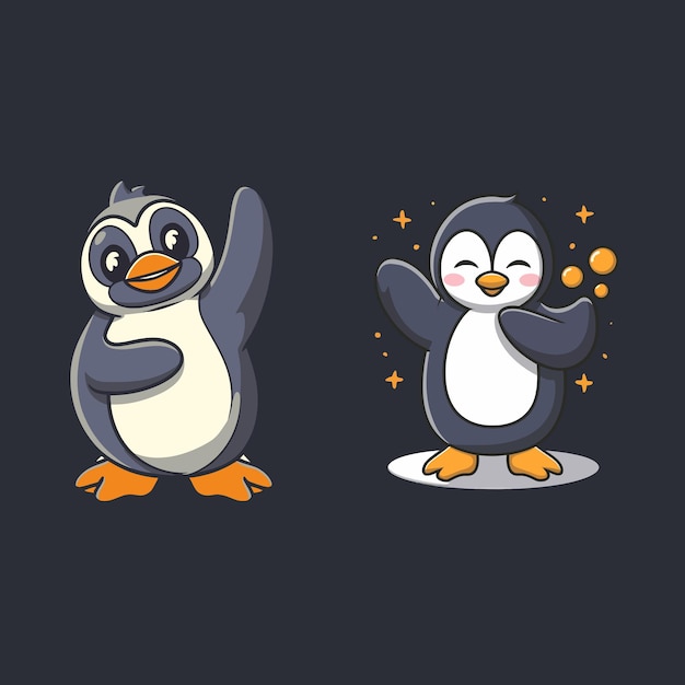 Vector cute dabbing penguin design premium