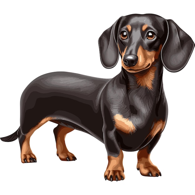 Милый мультфильм с собакой Dachshund на белом фоне в векторном стиле