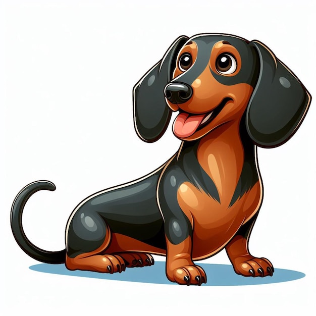 Vector cute dachshund dog vector cartoon illustration
