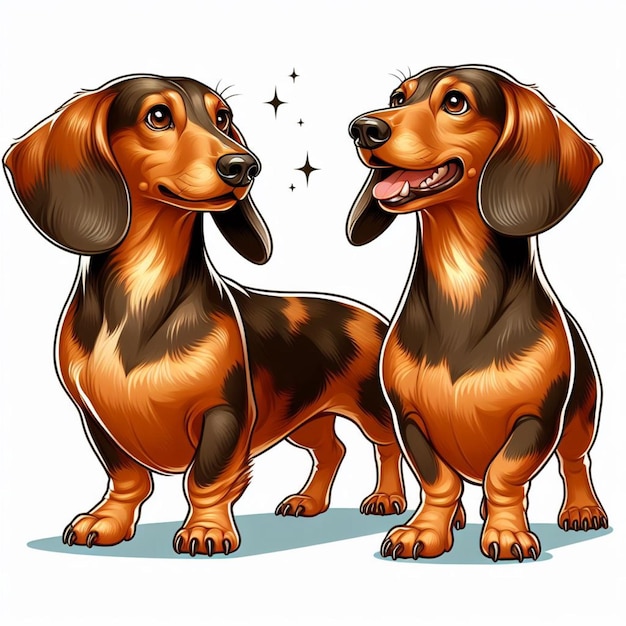 Vector cute dachshund dog vector cartoon illustration