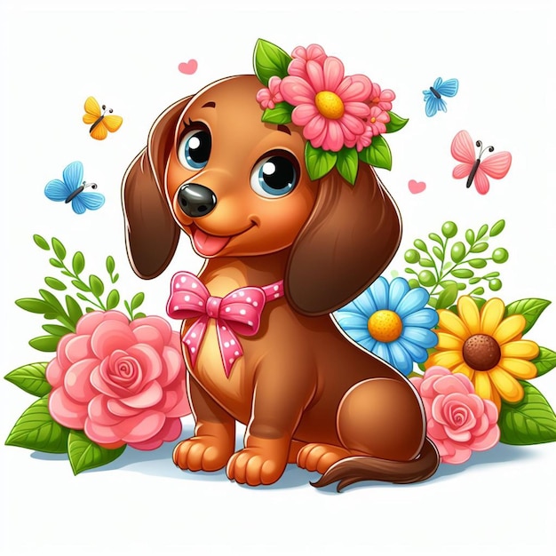 Cute Dachshund Dogs Vector Cartoon illustration