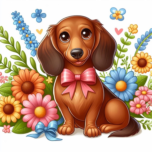 Cute Dachshund Dogs Vector Cartoon illustration