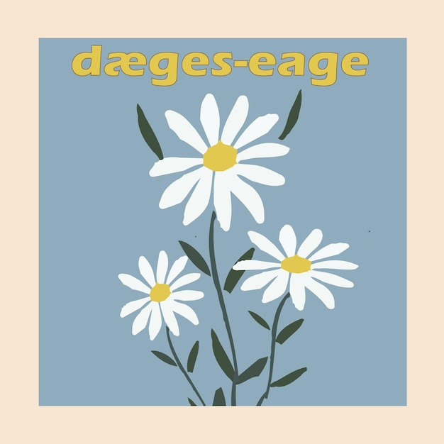 Cute daisy flowers flat illustration poster