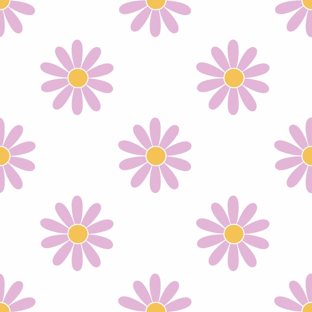 Cute daisy on white background Seamless flower pattern Background for sewing children clothes Packing paper Chamomile wallpaper