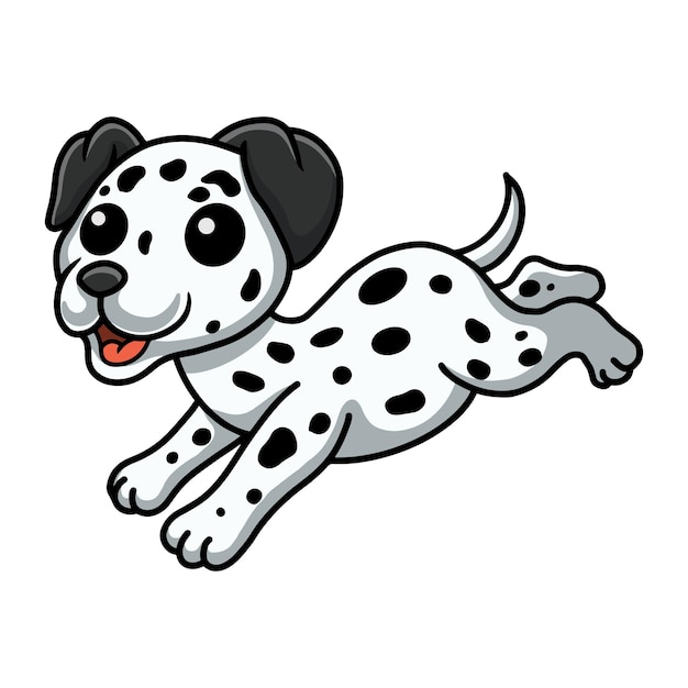 Vettore cartone animato carino cane dalmata in esecuzione