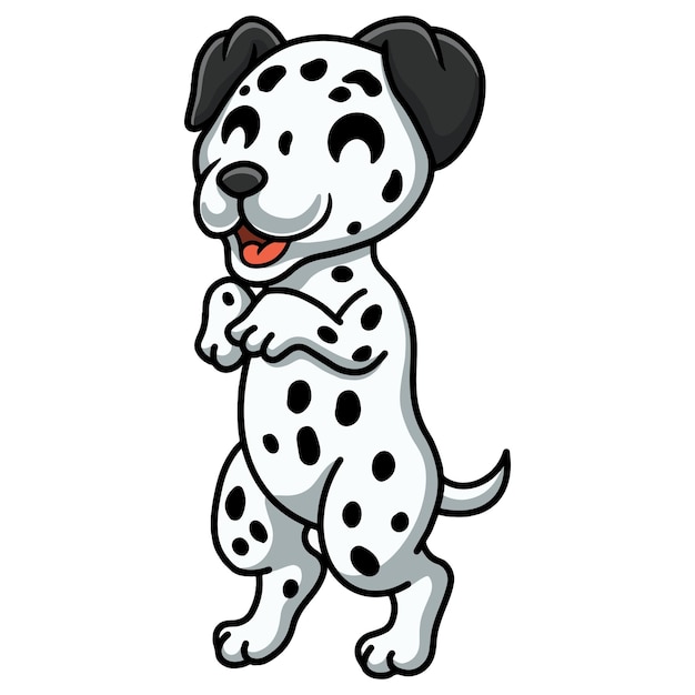 Vettore simpatico cartone animato cane dalmata in piedi