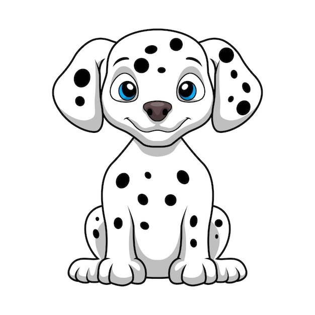 Simpatico cartone animato cane dalmata su sfondo bianco