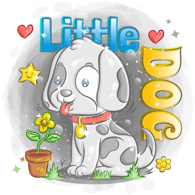 Vector cute dalmatian dog with feeling happy