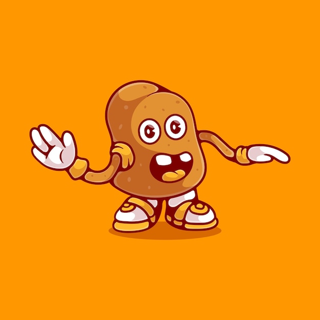 Cute dance potato illustration suitable for mascot sticker and t-shirt design