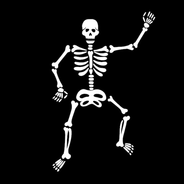 Cute dancing skeleton on a black background