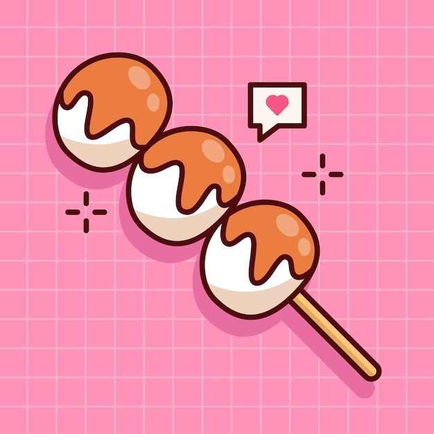 cute dango japanese dessert illustration in flat design