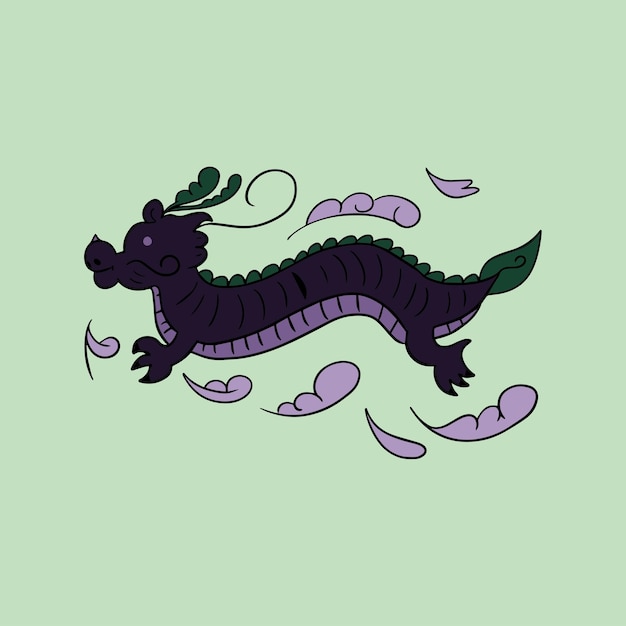 Cute Dark Dragon in Chinese New Year