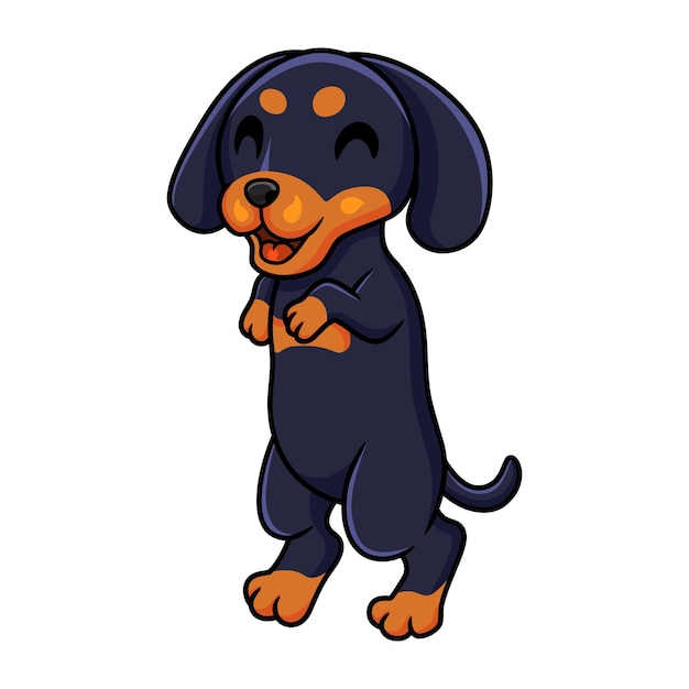 Cute dashund dog cartoon posing