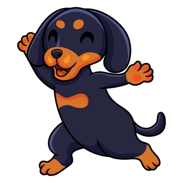 Cute dashund dog cartoon walking